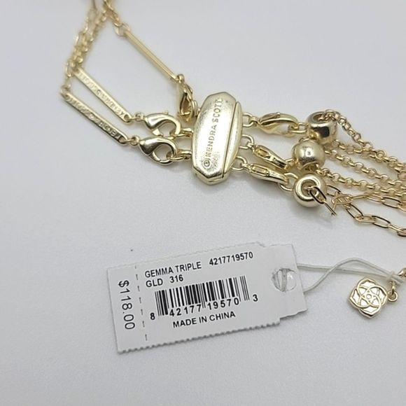 NWT KENDRA SCOTT GEMMA TEAL LABRADORITE 3 STRAND NECKLACE & HUGGIE EARRINGS SET - Picture 9 of 10